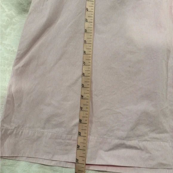 ANN MASHBURN Pink white stipe popover Blouse with Mandarin Collar - Picture 9 of 9